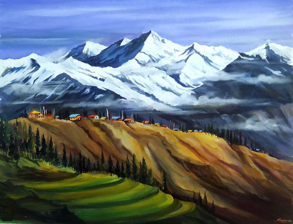 Kanchenjunga with Mountain Village
