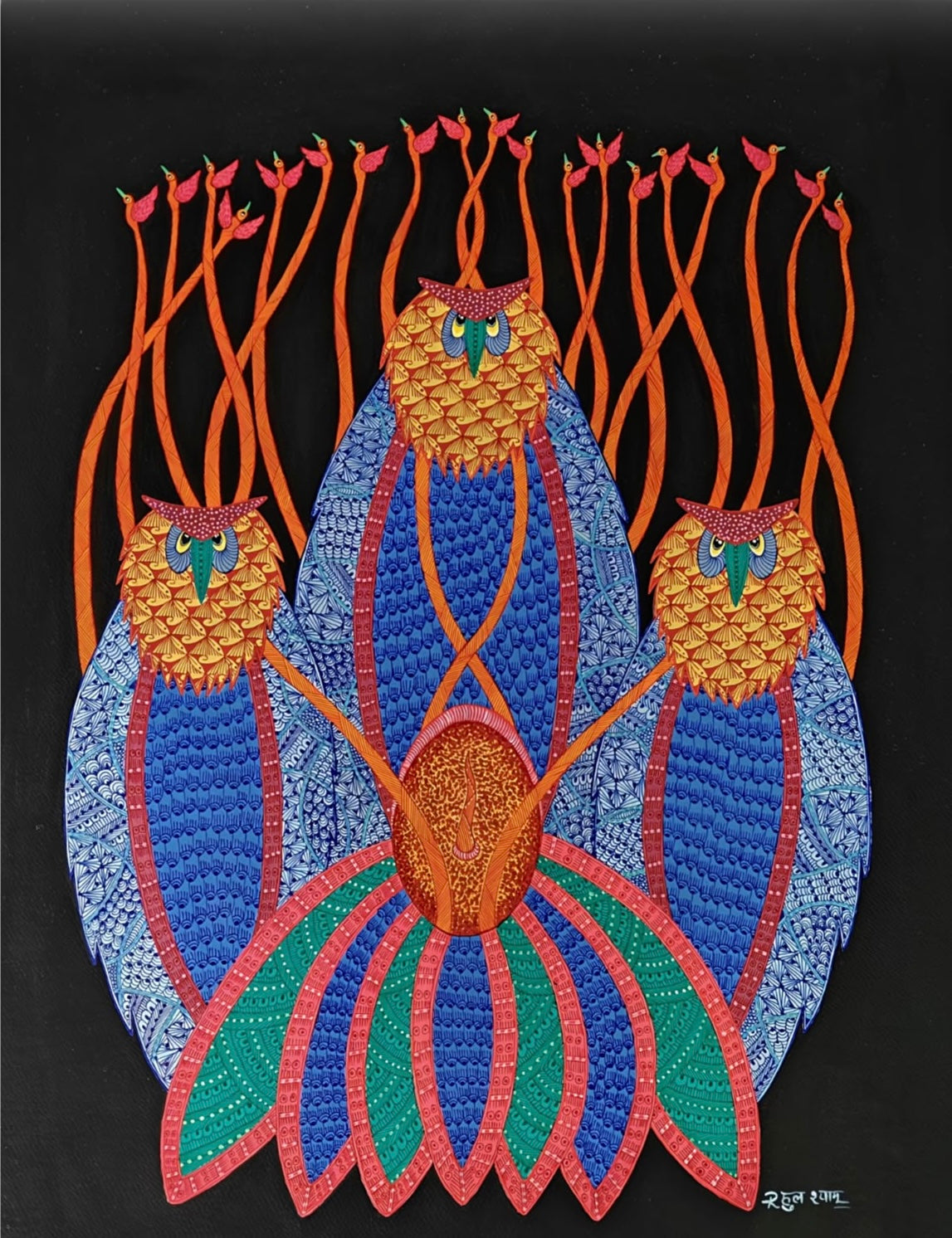 Three Owl Painting