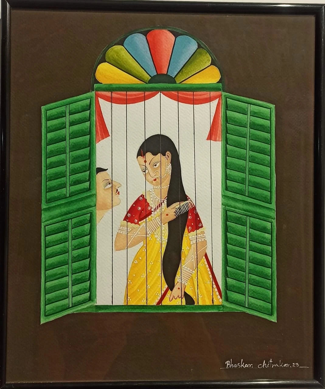 Babu behind window