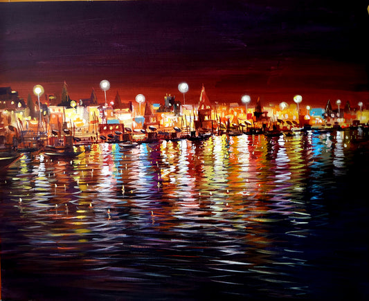 Night Reflection on Ganga