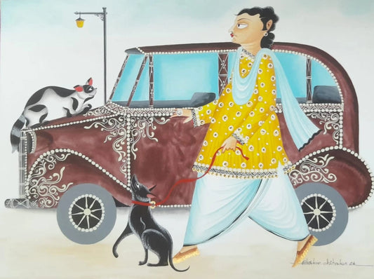 Babu with Vintage Car