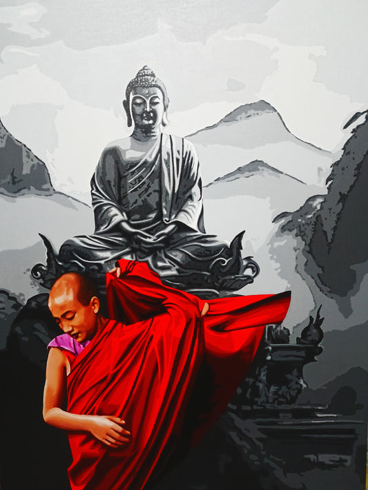 Lord Buddha With Monk