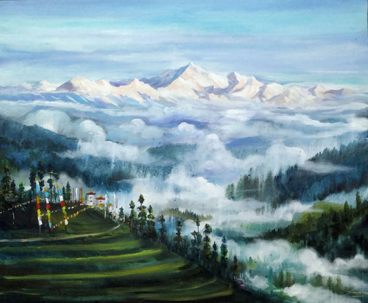 Cloudy Morning Kanchenjunga Peak