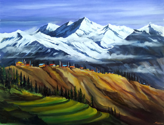 Kanchenjunga with  Mountain Village