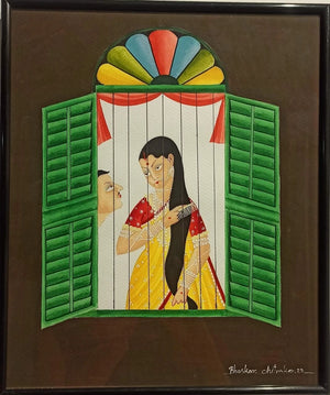 Babu behind window