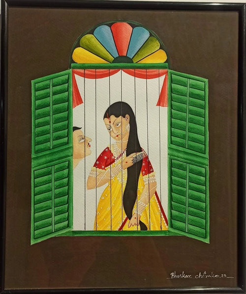Babu behind window