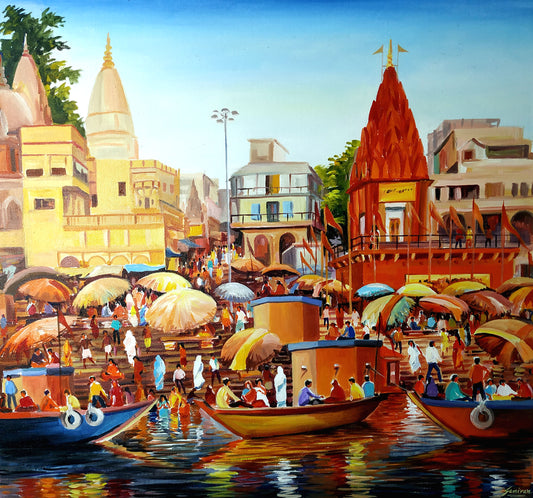 Colorful Morning Varanasi Ghats
