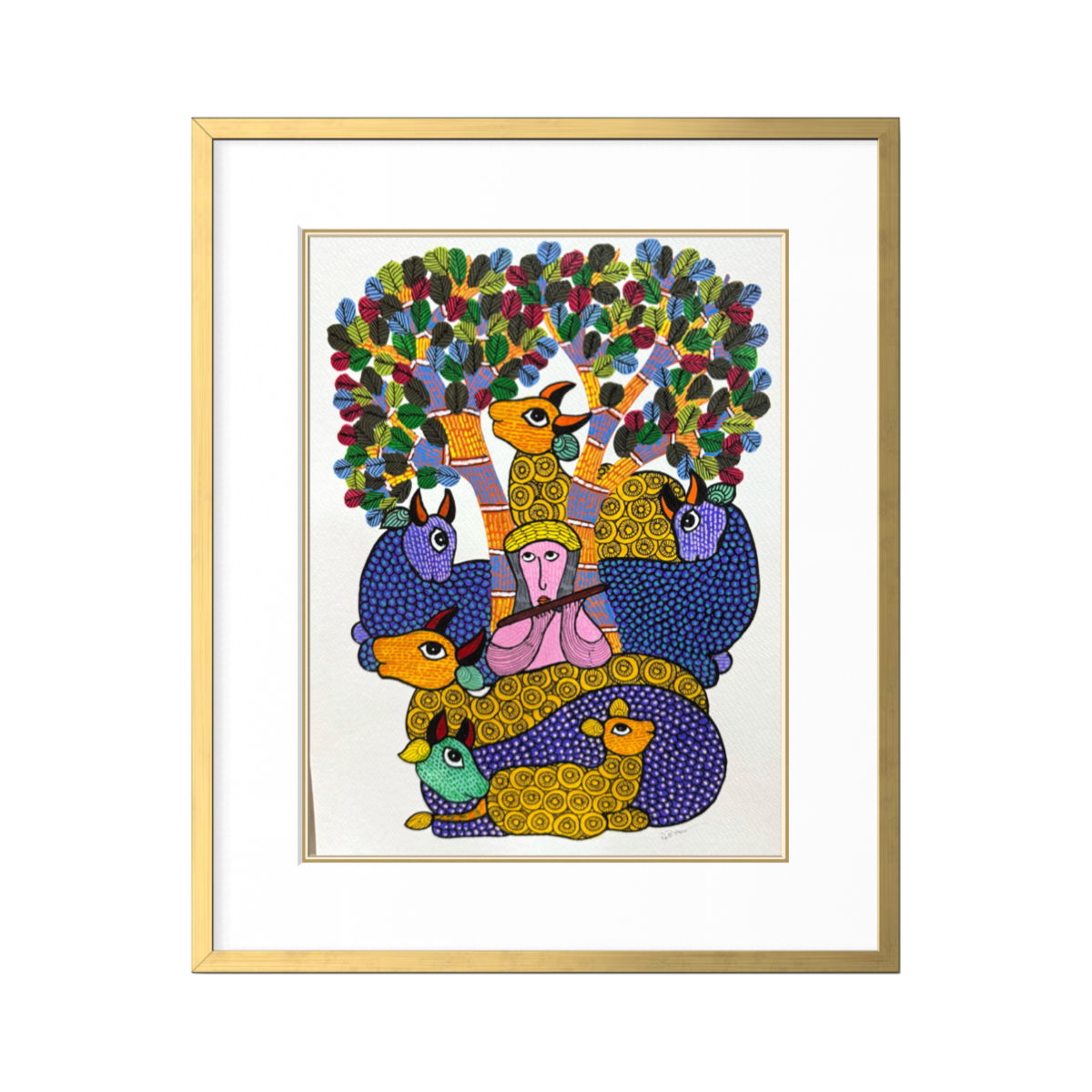 Gond Krishna & Cow