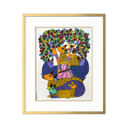 Gond Krishna & Cow