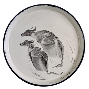 Enamel Plate Drawing - Bison