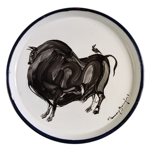 Enamel Plate Drawing - Bull