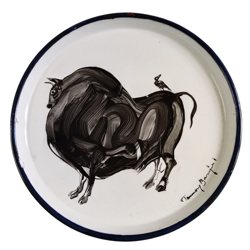 Enamel Plate Drawing - Bull